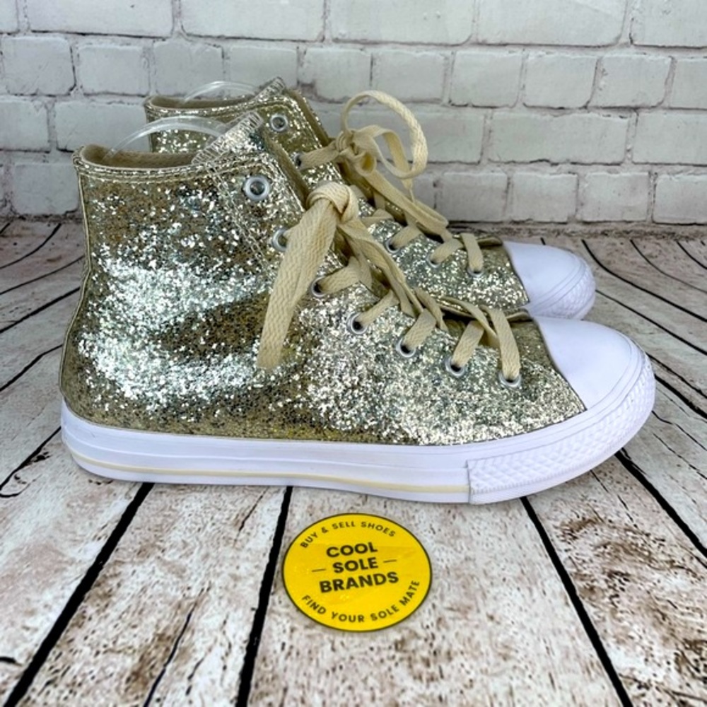 Converse Hi Top Glitter Gold sneakers youth 5-women 7